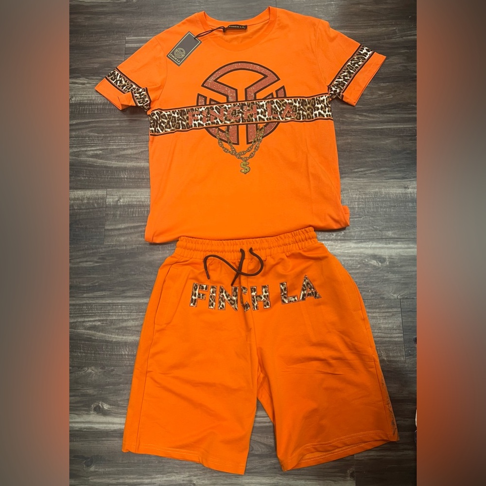 Finch LA Orange Graphic T-Shirt and Shorts Set